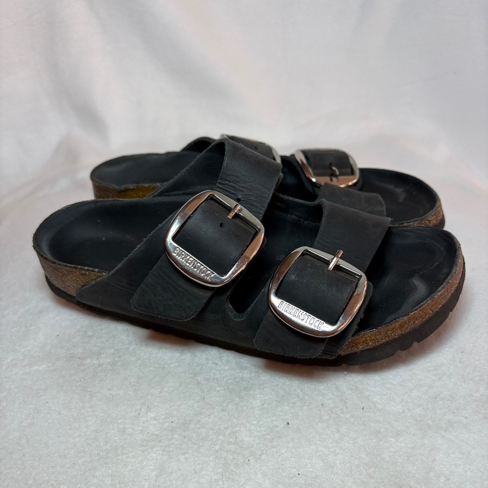 Birkenstock Arizona Big Buckle Black Oiled Leather Sandals Womens